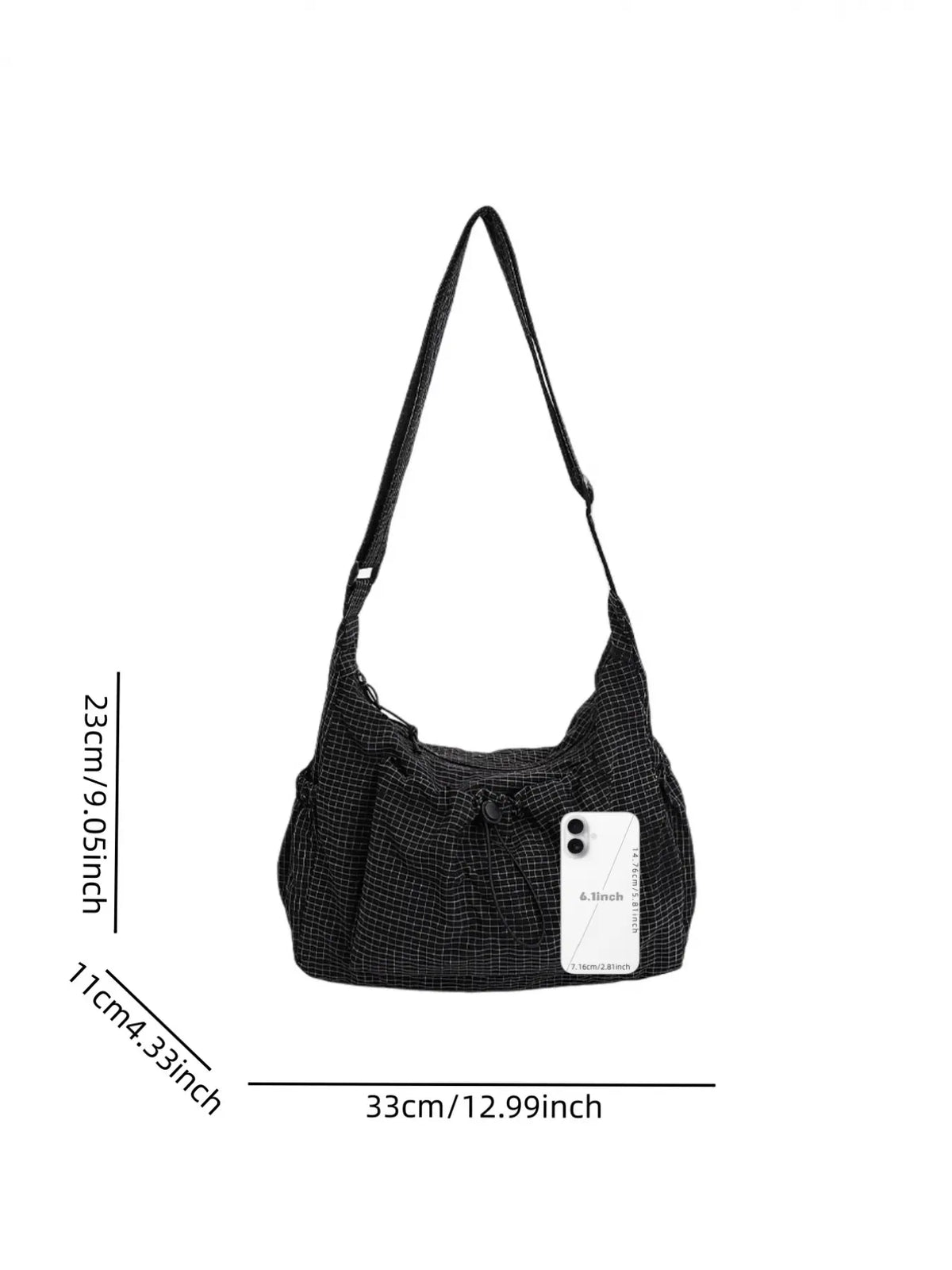Sloane Plaid Crossbody Bag size guide