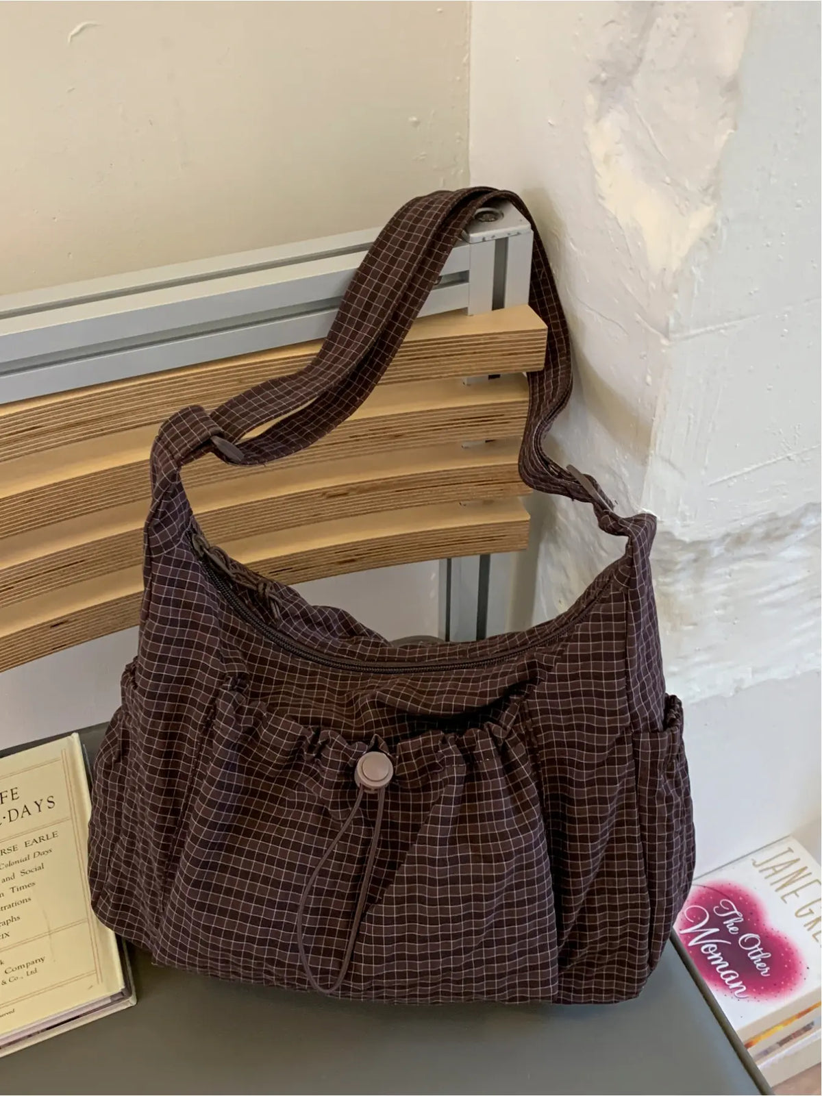 Sloane Plaid Crossbody Bag - Brown