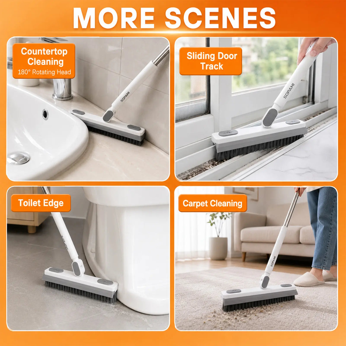 Nettra 3-in-1 Floor Scrub Brush
