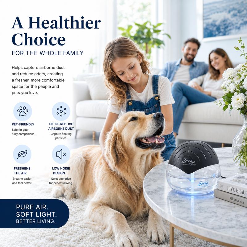 Aquora Water Air Purifier with family and dog