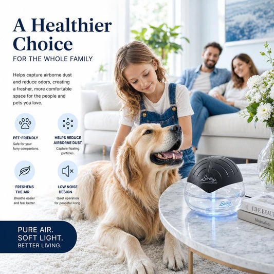 Aquora Water Air Purifier with family and dog