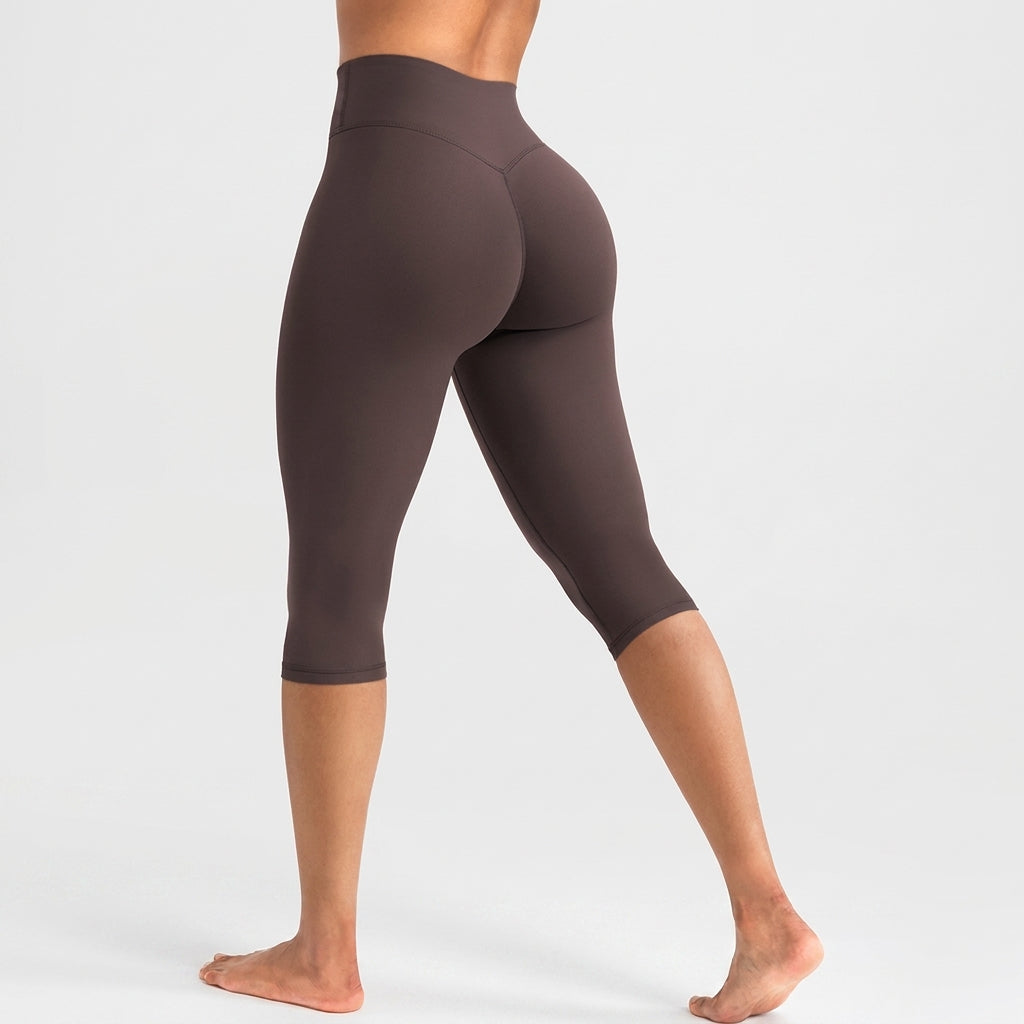 Aluna Sculpt Capri Leggings - Mocha Brown