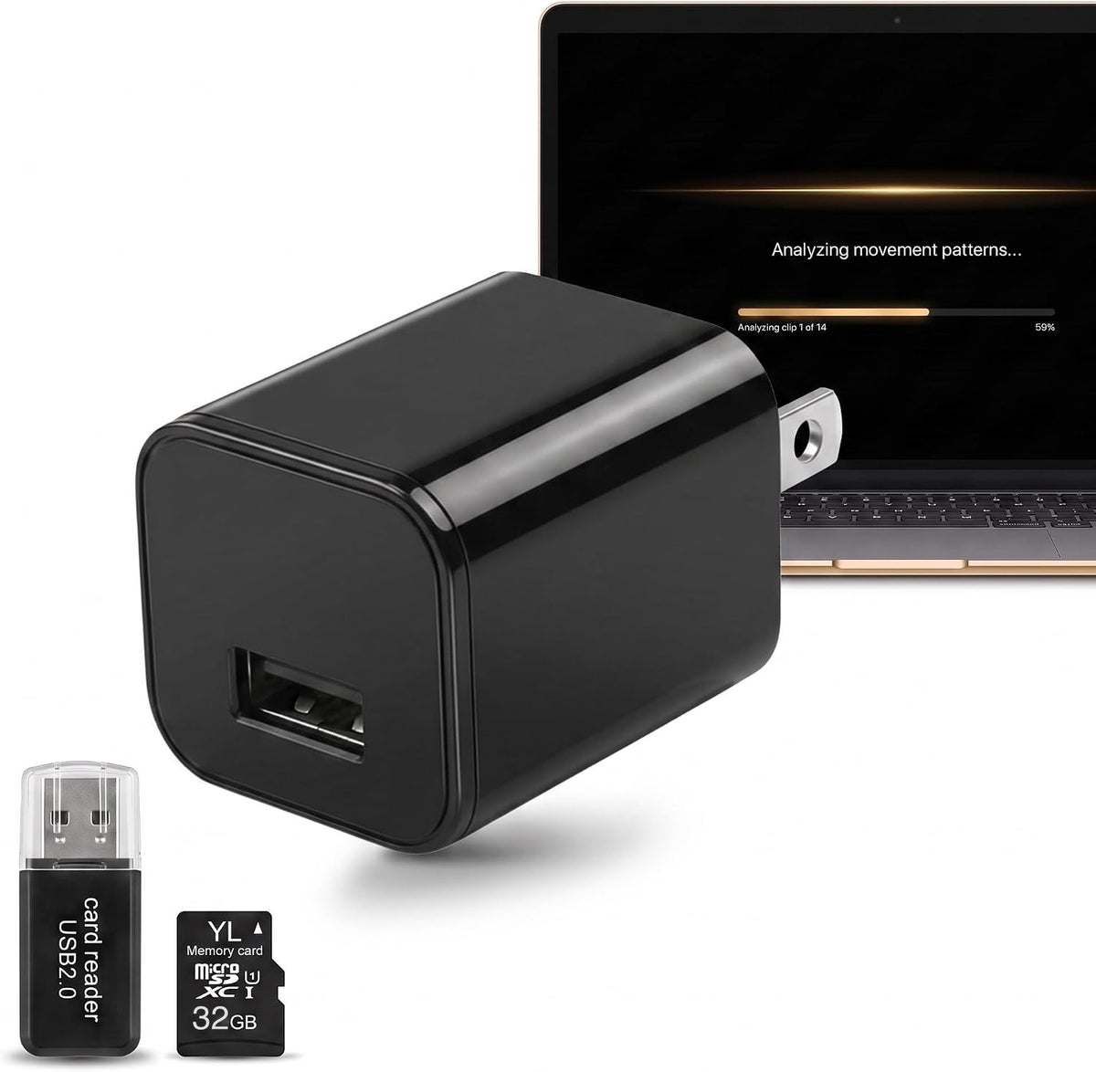 Ampsight Charger Cam with 32GB card and USB reader