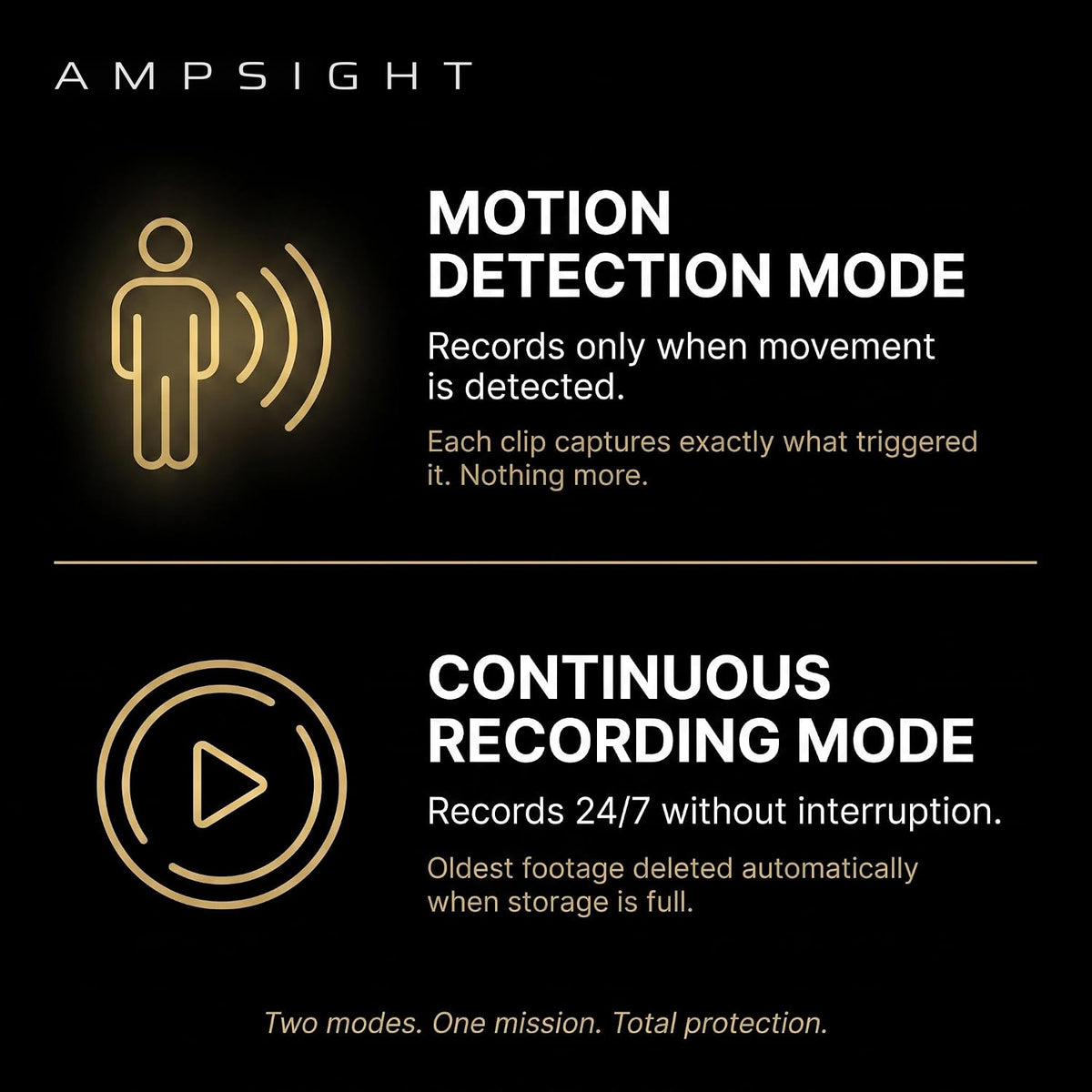 Motion detection and continuous recording modes