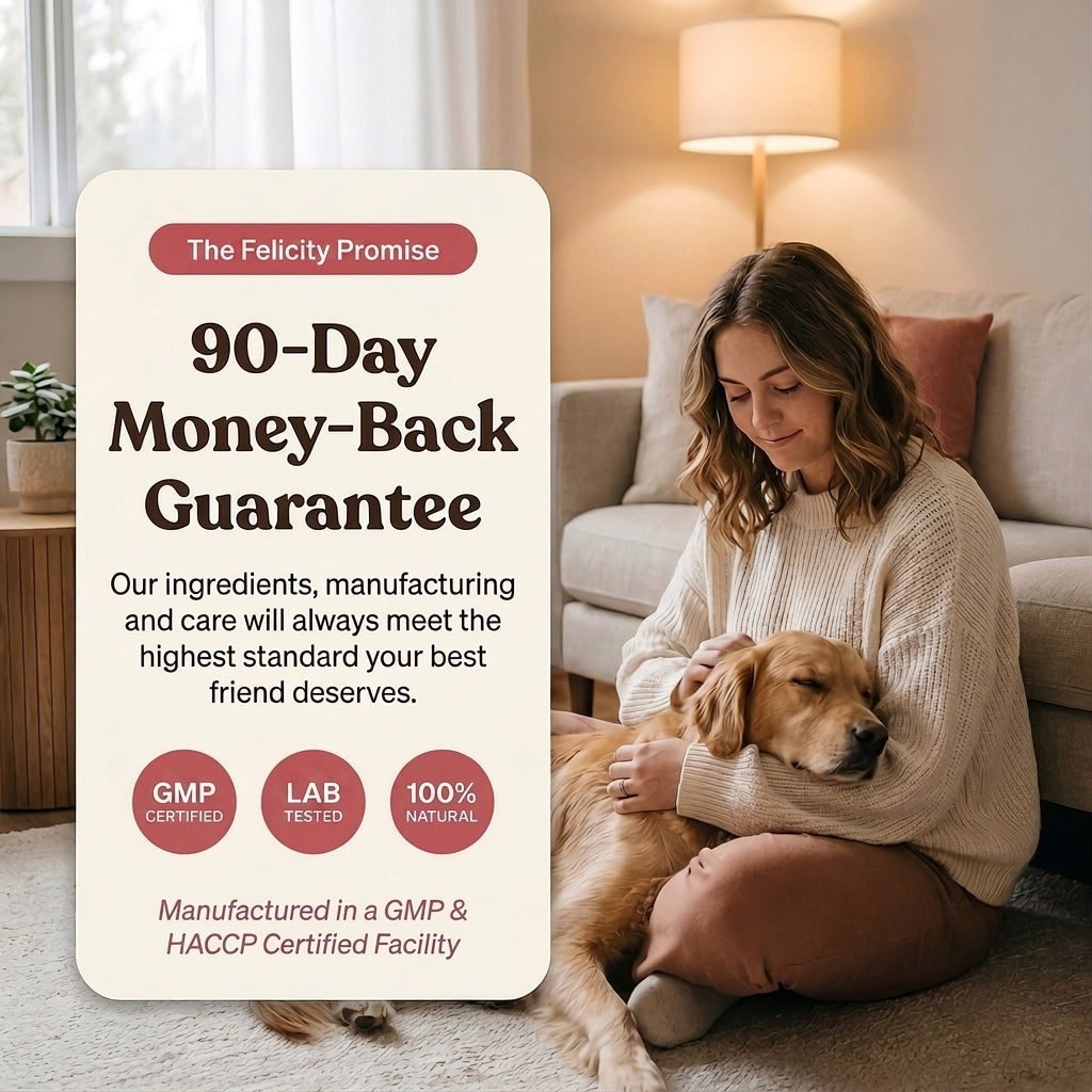 Woman with calm golden retriever