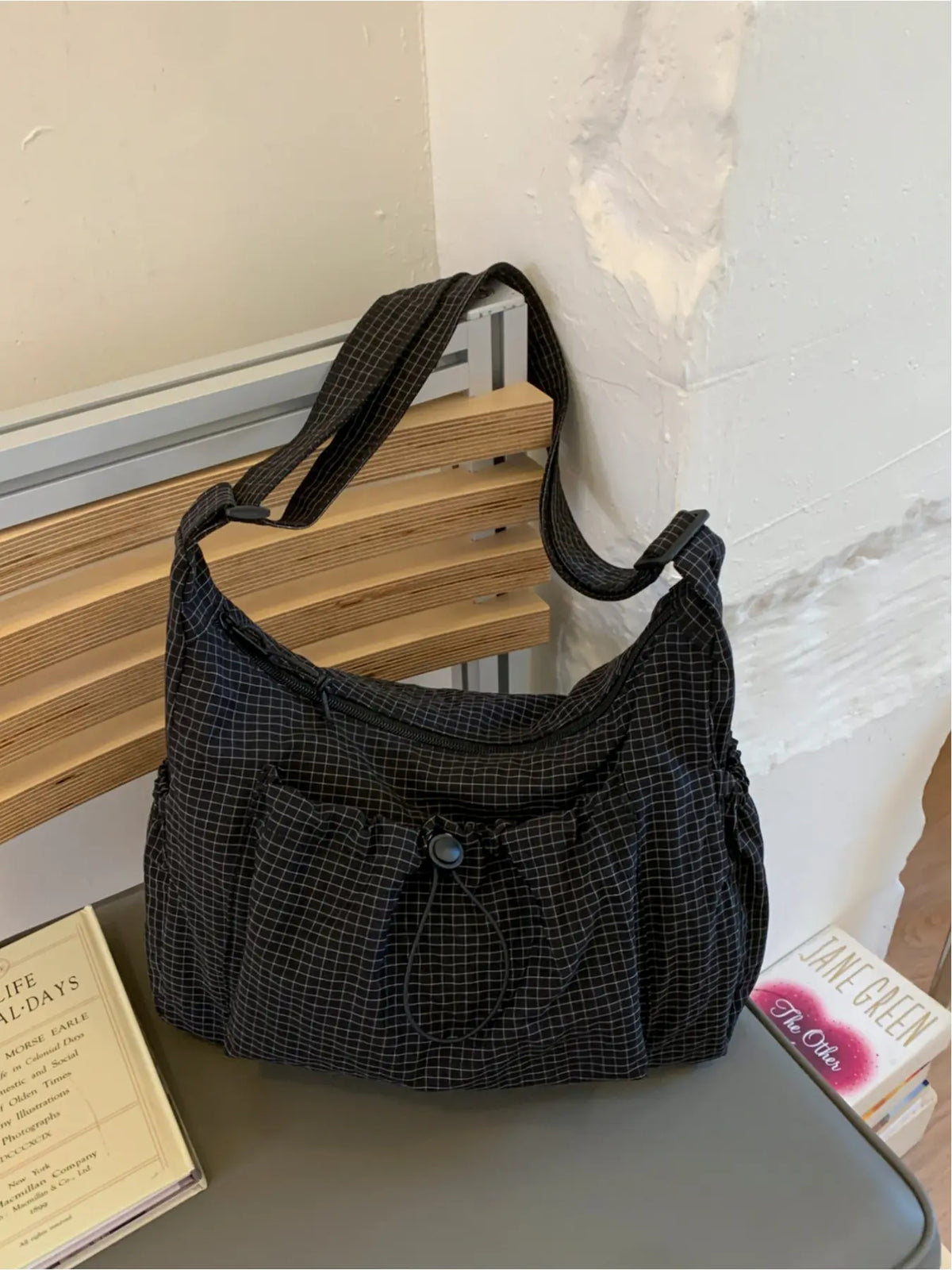 Sloane Plaid Crossbody Bag - Black