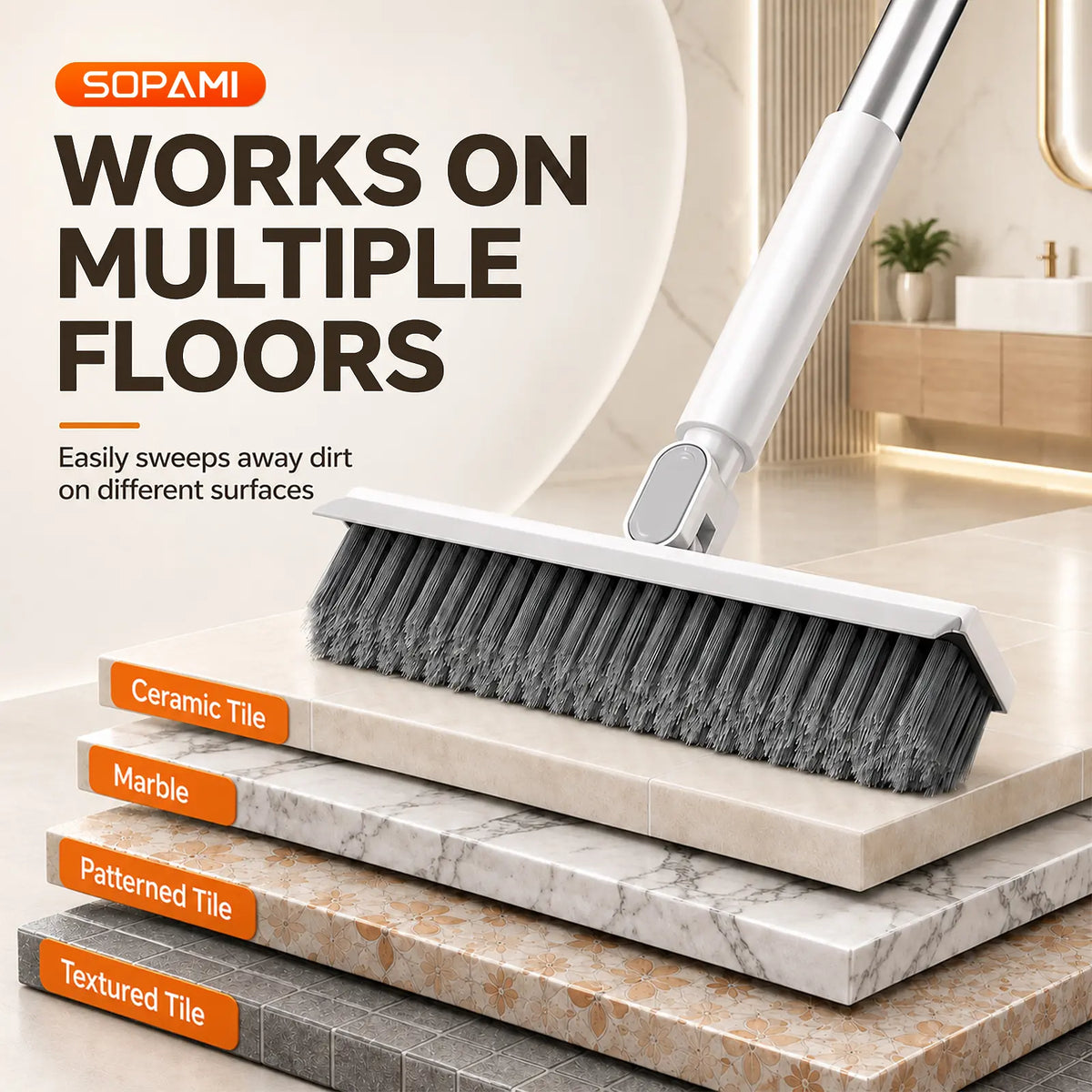 Nettra 3-in-1 Floor Scrub Brush