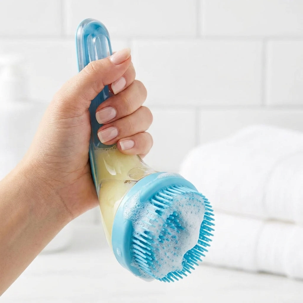 SudsPaw Bath Brush dispensing suds
