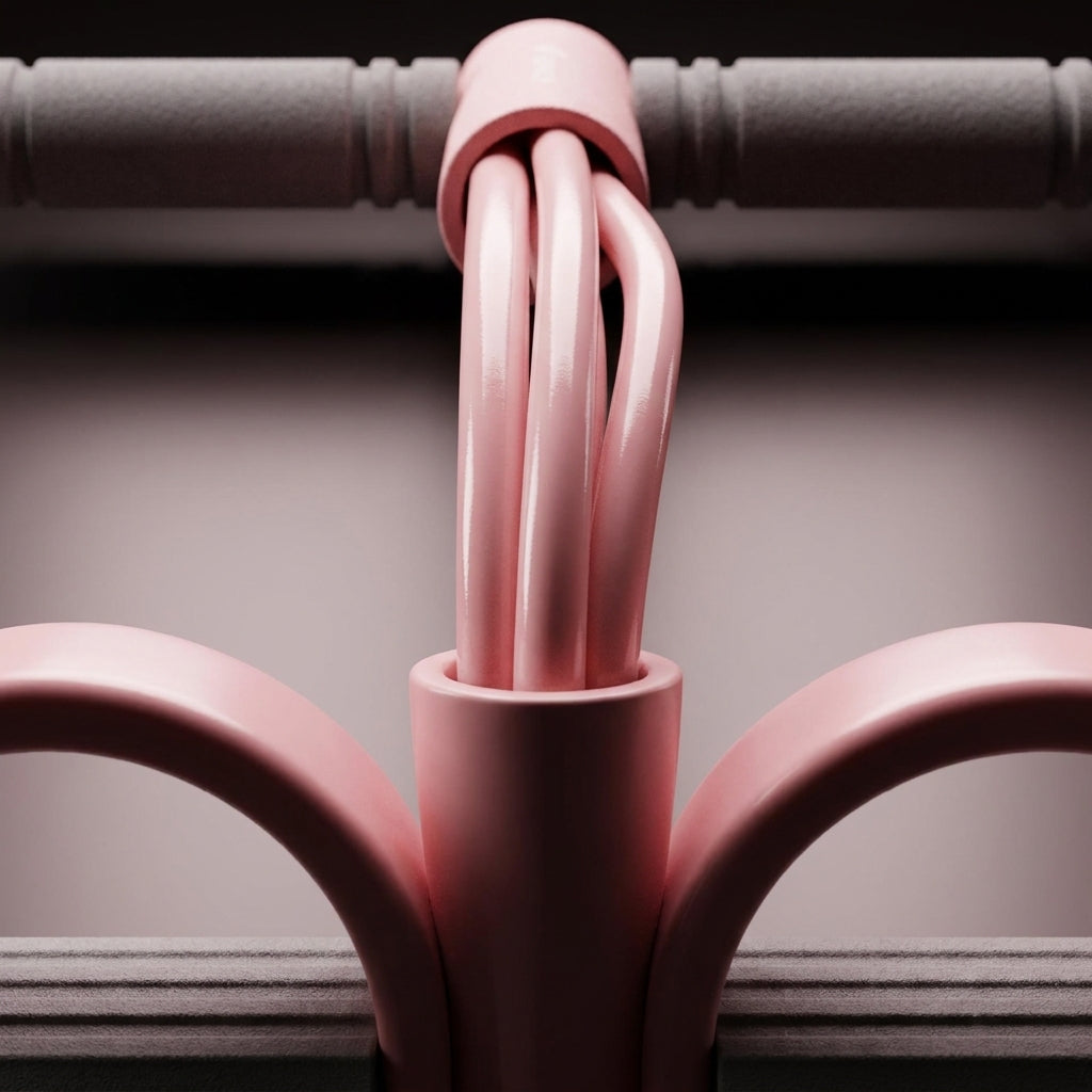 Close-up of the four latex resistance tubes
