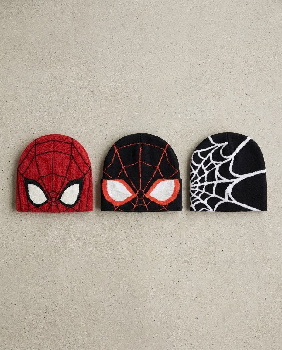 All three Webline Knit Beanie colorways flat lay
