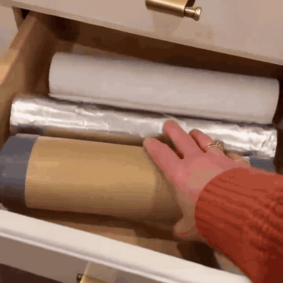 Rolling the mat and storing it in the drawer
